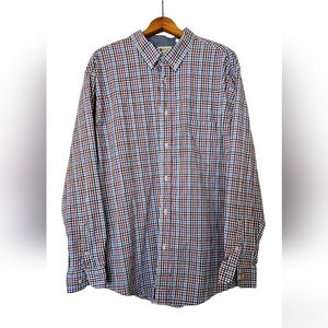 XXL Haggar men's stretch multi-color plaid, long sleeved button-down shirt.